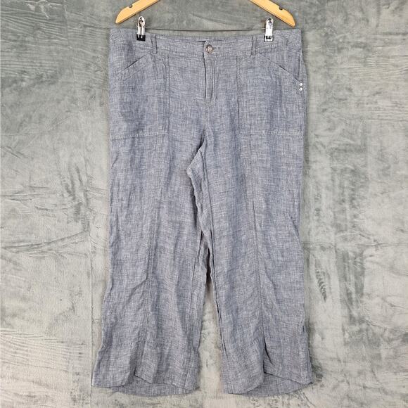 Womens‎ Pants 14 Vintage Linen Coastal Beachy Wide Leg Vacation Resort Lagenlook - Picture 1 of 7